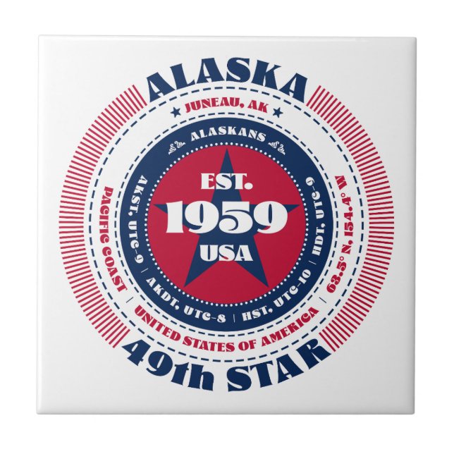 Red, White och Blue Alaska Ceramic Tile Kakelplatta (Framsidan)