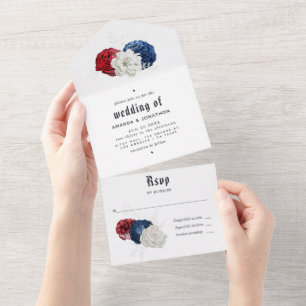 Red White och Blue American Bröllop