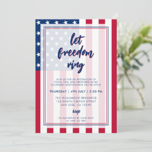 Red White och Blue American Flagga 4 juli Inbjudningar