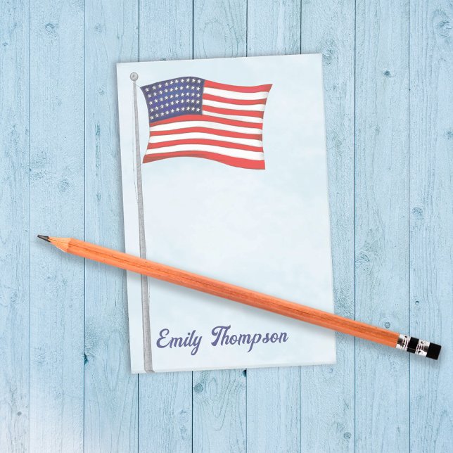 Red White och Blue American Flagga Anpassningsbar Post-it Block (American flag custom post it notes. )