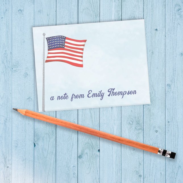 Red White och Blue American Flagga Anpassningsbar Post-it Block (American flag custom post it notes.)