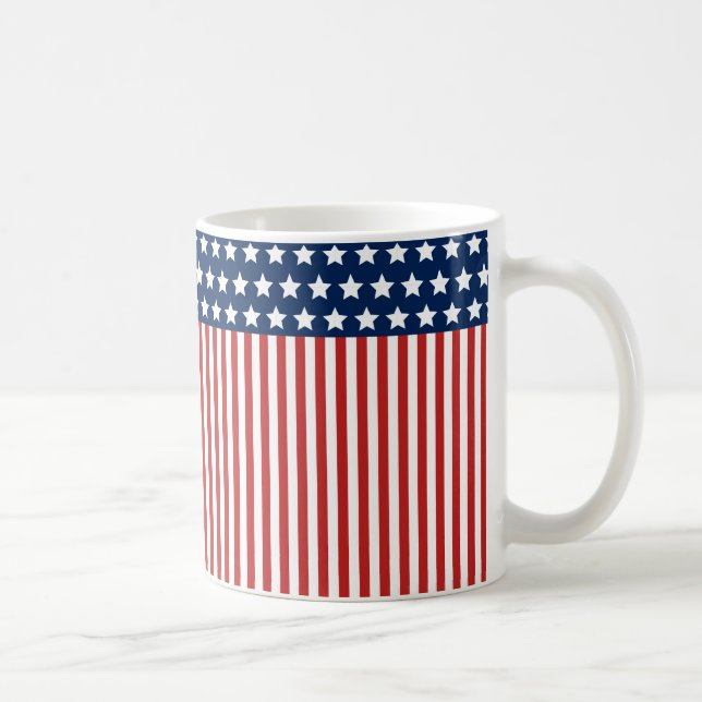 Red White och Blue American Flagga Mönster Kaffemugg (Höger)