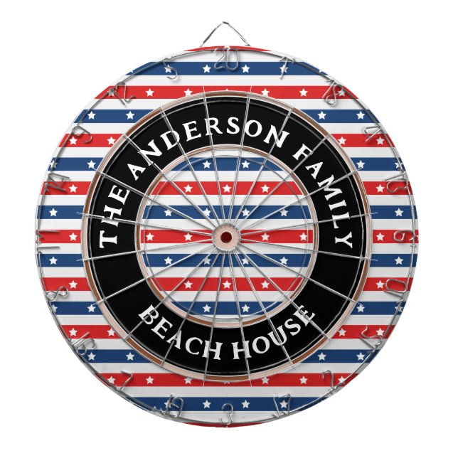 Red White och Blue American Flagga Patriotic Famil Darttavla (Framsidan)
