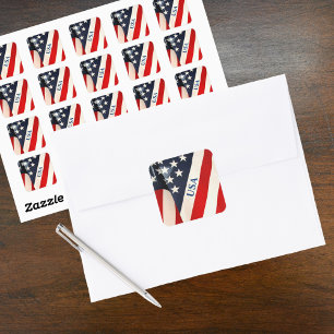Red White och Blue American Flagga Stars och strip Fyrkantigt Klistermärke