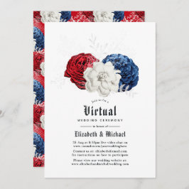 Red White och Blue American Online Virtuella Bröll Inbjudningar