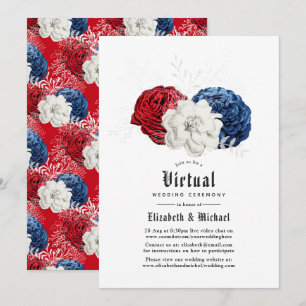 Red White och Blue American Online Virtuella Bröll Inbjudningar