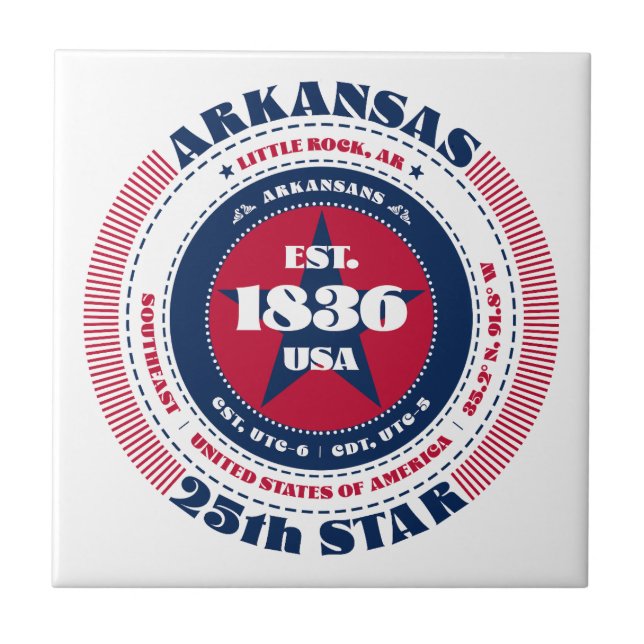 Red, White och Blue Arkansas Ceramic Tile Kakelplatta (Framsidan)