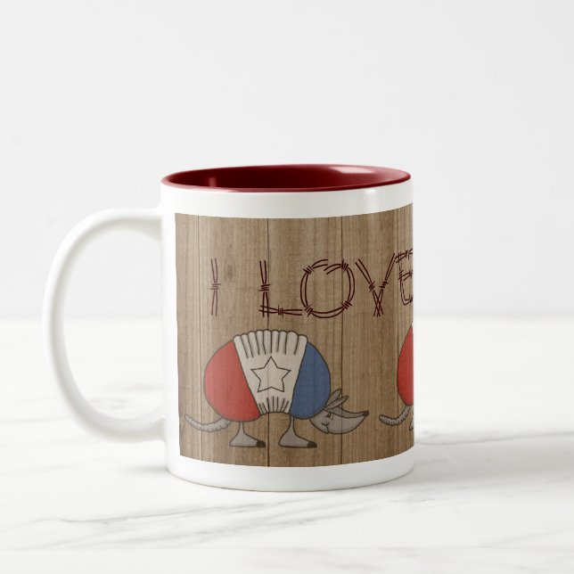 Red, White och Blue Armadillo-I Kärlek Texas Två-Tonad Mugg (Vänster)