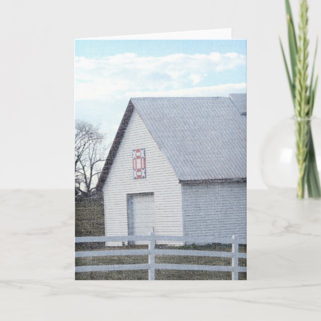 Red, White och Blue Barn Quilt Barn Kort (Framsida)