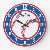 Red White och Blue Baseball Clock