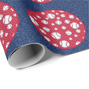 Red White och Blue Baseball Homerun Presentpapper
