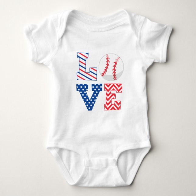 Red White och Blue Baseball T Shirt (Framsida)