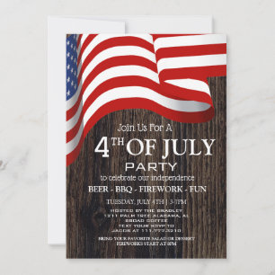 Red White och Blue BBQ Fireworks 4:e juli Party Inbjudningar