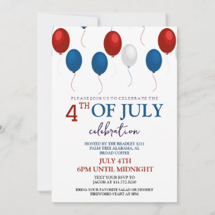 Red White och Blue BBQ Fireworks 4:e juli Party Inbjudningar