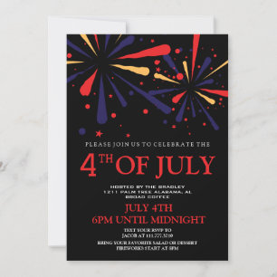 Red White och Blue BBQ Fireworks 4:e juli Party Inbjudningar