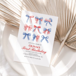 Red, White och Blue Bows fjärde årsdagen i juli Inbjudningar