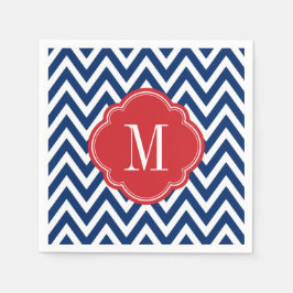 Red White och Blue Chevron Monogram Pappersservett