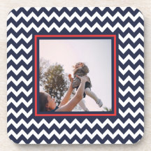 Red, White och Blue Chevron Mönster med Photo