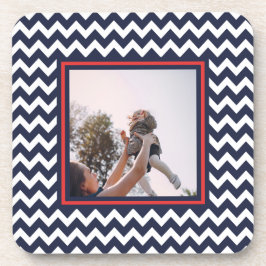 Red, White och Blue Chevron Mönster med Photo Underlägg