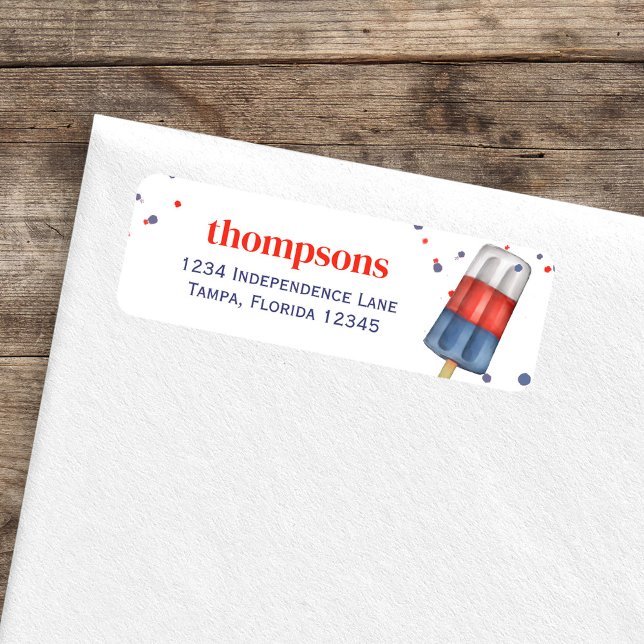 Red White och Blue Cute Returadress Etikett (Fourth of July Cute Custom Return Address Labels)