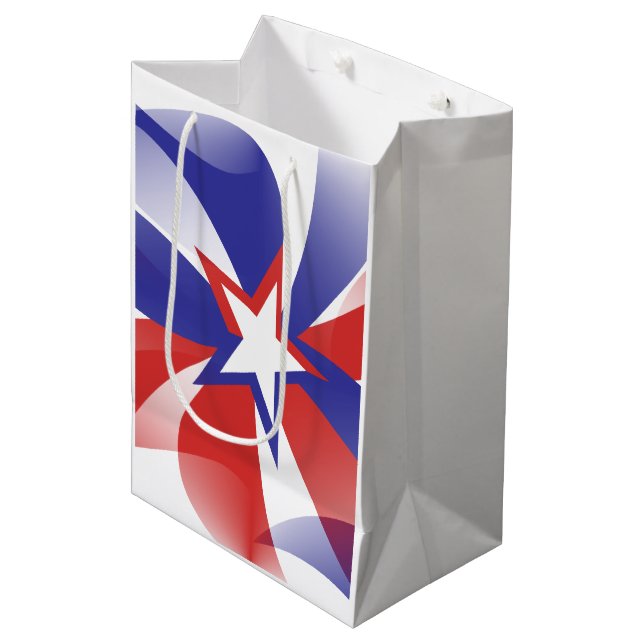 Red White och Blue Dazzle Me Patriotic Gift Bag (Framsidan Vinklad)