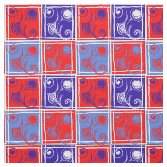 Red, White och Blue Designer Fabric by Serenity Tyg (Provkarta)