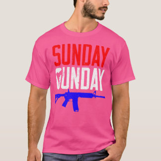 Red White och Blue Distress Söndag Gunday Gun T Shirt