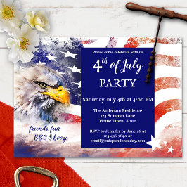Red White och Blue Eagle 4:e juli Party Inbjudningar