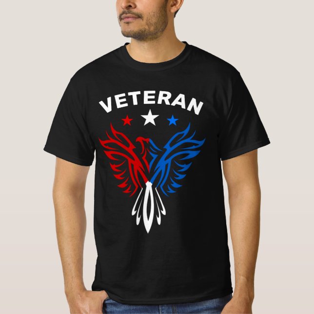 Red White och Blue Eagle Veteran T Shirt (Framsida)