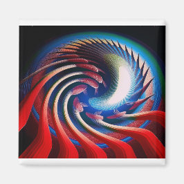 Red White och Blue Fantasy Fractal Magnet
