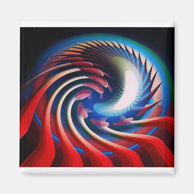 Red White och Blue Fantasy Fractal Magnet (Framsidan)