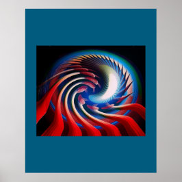 Red White och Blue Fantasy Fractal Poster