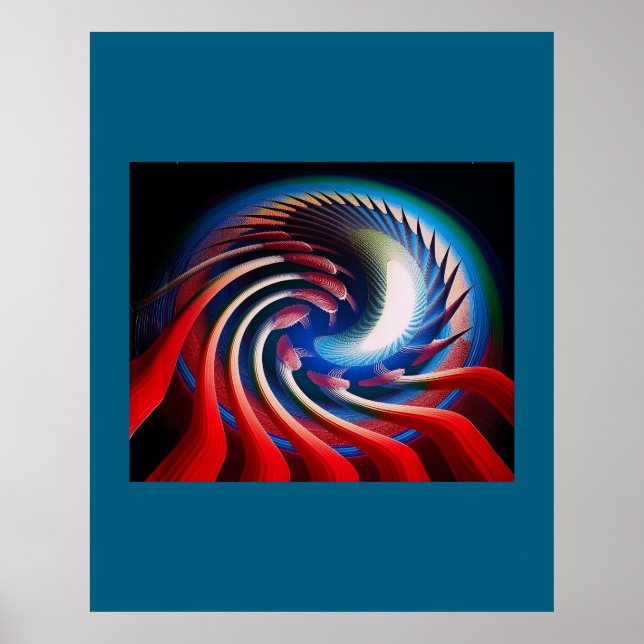 Red White och Blue Fantasy Fractal Poster (Framsidan)
