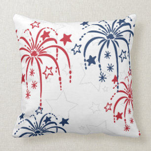 Red White och Blue Fireworks 4:e juli Pillow Kudde