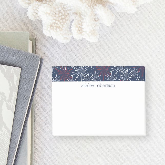 Red White och Blue Fireworks Mönster Post-it Block (Skapare uppladdad)