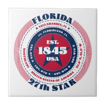 Red, White och Blue Florida Ceramic Tile