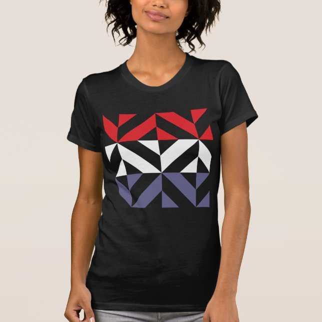 Red White och Blue Geometric ZigZag T Shirt (Framsida)