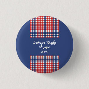 Red, White och Blue Gingham Family Reunion Knapp