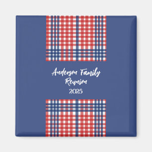 Red, White och Blue Gingham Family Reunion Magnet