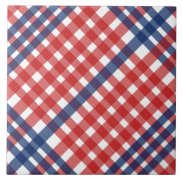 Red White och Blue Gingham Play Kakelplatta