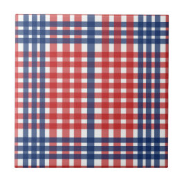 Red White och Blue Gingham Play Kakelplatta