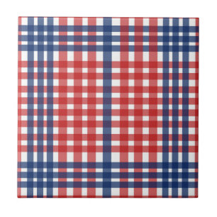 Red White och Blue Gingham Play Kakelplatta