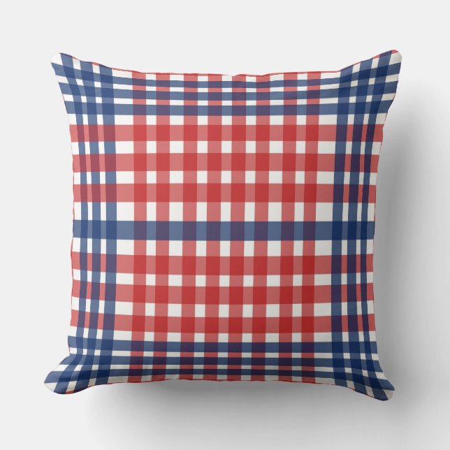 Red White och Blue Gingham Play Kudde (Framsida)