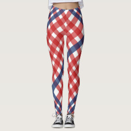 Red White och Blue Gingham Play Leggings