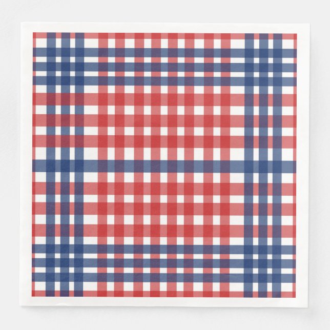 Red White och Blue Gingham Play Pappersservett (Framsida)