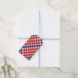 Red White och Blue Gingham Play Presentetikett