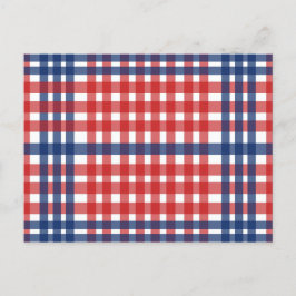 Red White och Blue Gingham Play Vykort