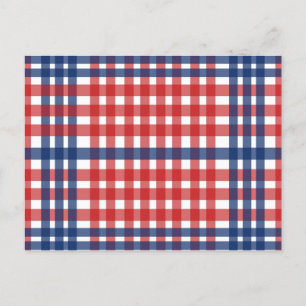 Red White och Blue Gingham Play Vykort