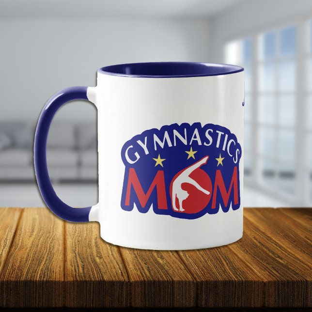 Red White och Blue Gymnastics Mamma Personlig Mugg (Skapare uppladdad)