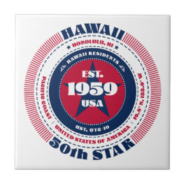 Red, White och Blue Hawaii Ceramic Tile Kakelplatta